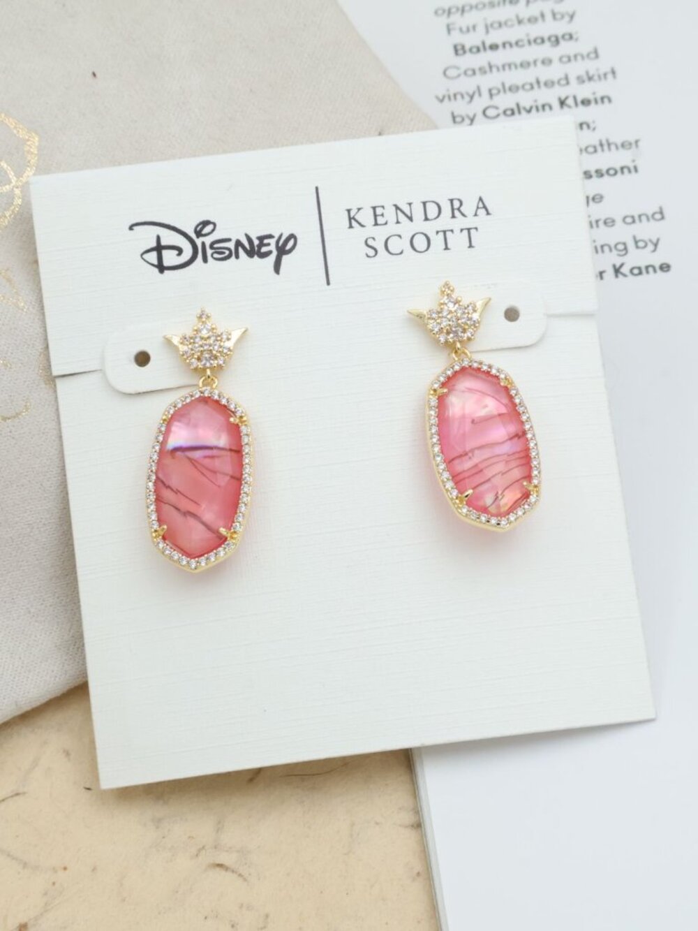 NEW Kendra Scott Disney Dana Gold Light Pink Abalone Earrings
